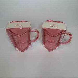 Target Bullseye Playground Valentines Glass Heart Shaped Mug With Lid, Set of 2